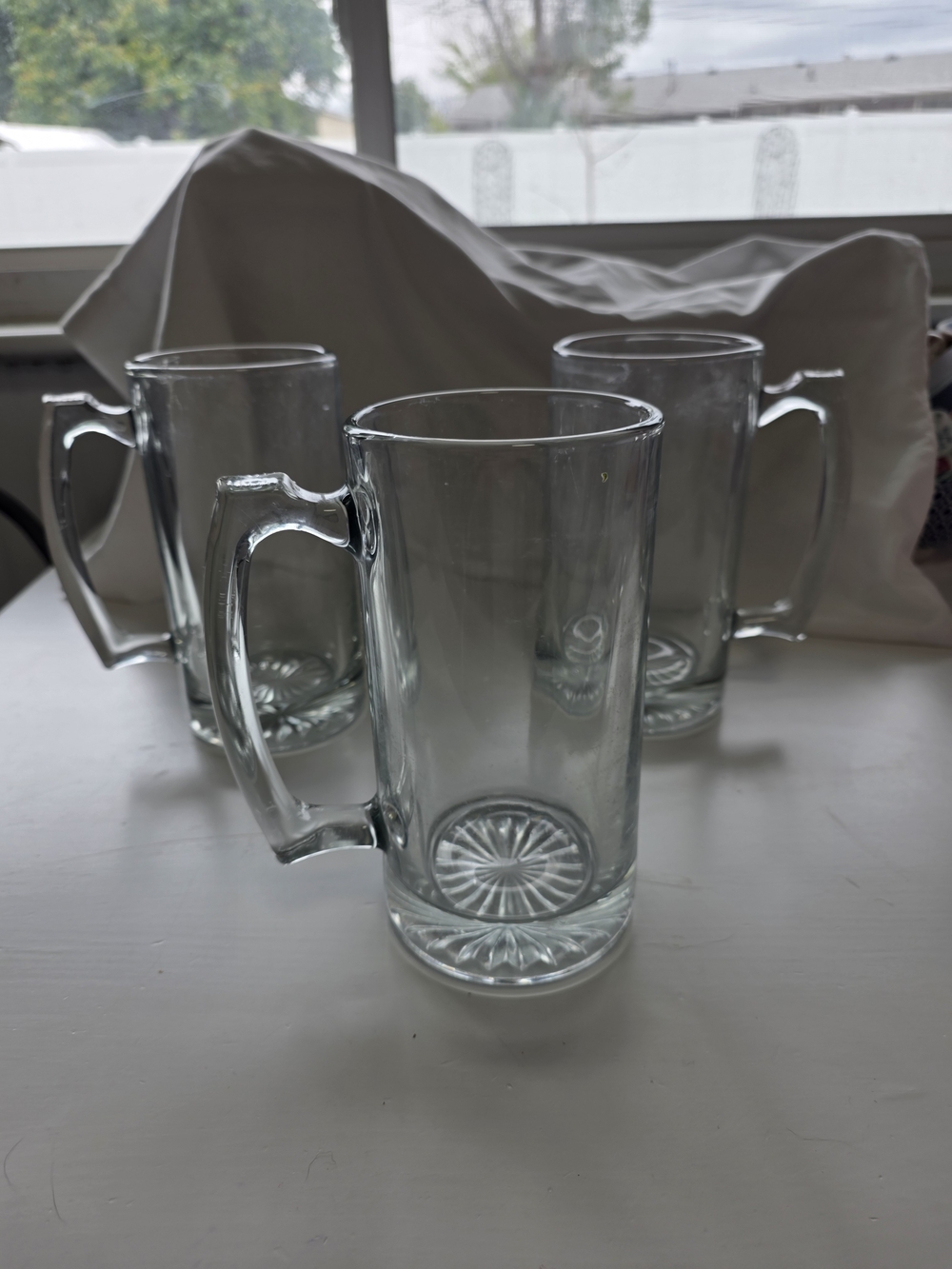 3 Libbey 25 oz clear glass tankard